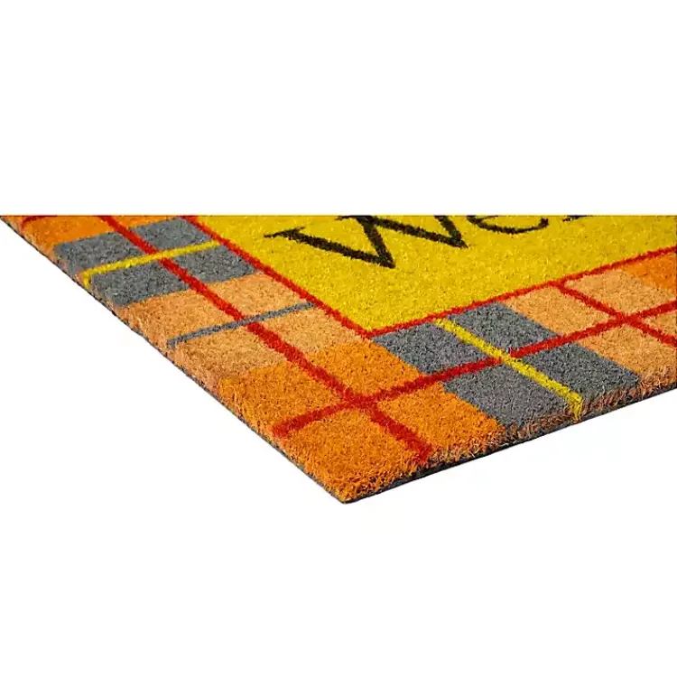 Kirklands Home Doormats|Plaid Welcome Fall Coir Doormat