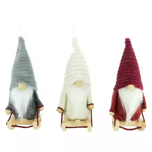 Plush Sledding Gnomes, Set of 3 Christmas Decorations