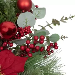 Outlet Poinsettia and Red Berry Wreath Christmas Wreaths