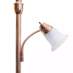 Kirklands Home Floor Lamps|Polished Rose Gold and White Reading Arm Torchiere Pink