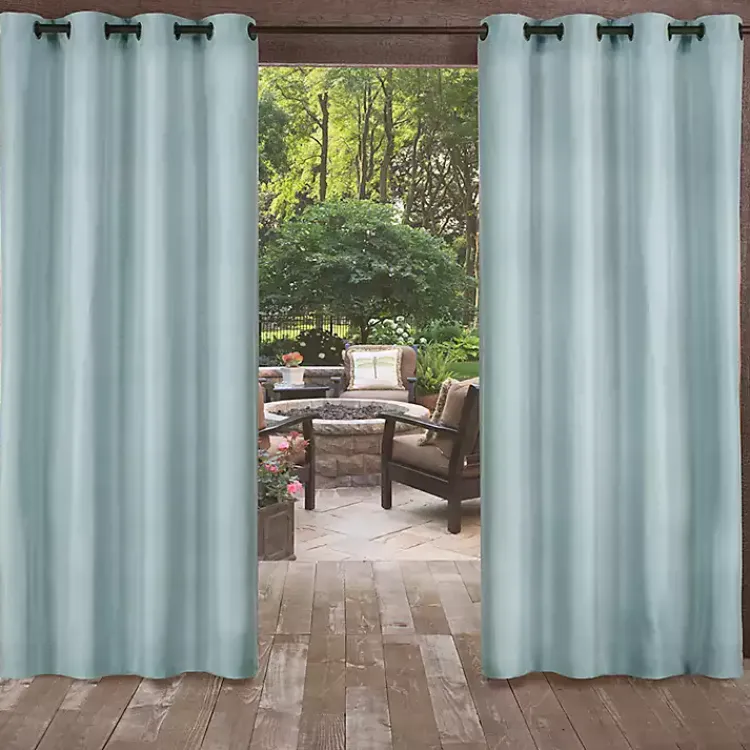 Kirklands Home Outdoor Curtains|Pool Biscayne Curtain Panel Set, 96 in. Blue