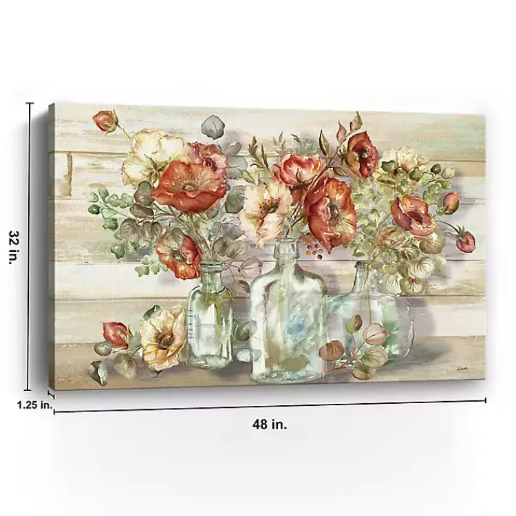 Kirklands Home Canvas Art|Poppies and Eucalyptus Canvas Art Print, 48x32 in. Multi