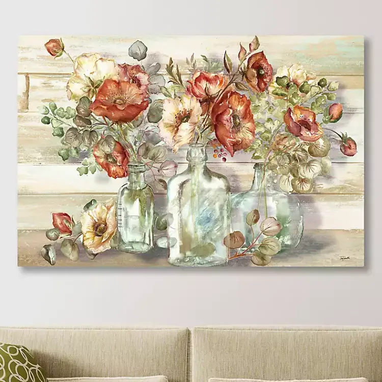 Kirklands Home Canvas Art|Poppies and Eucalyptus Canvas Art Print, 48x32 in. Multi