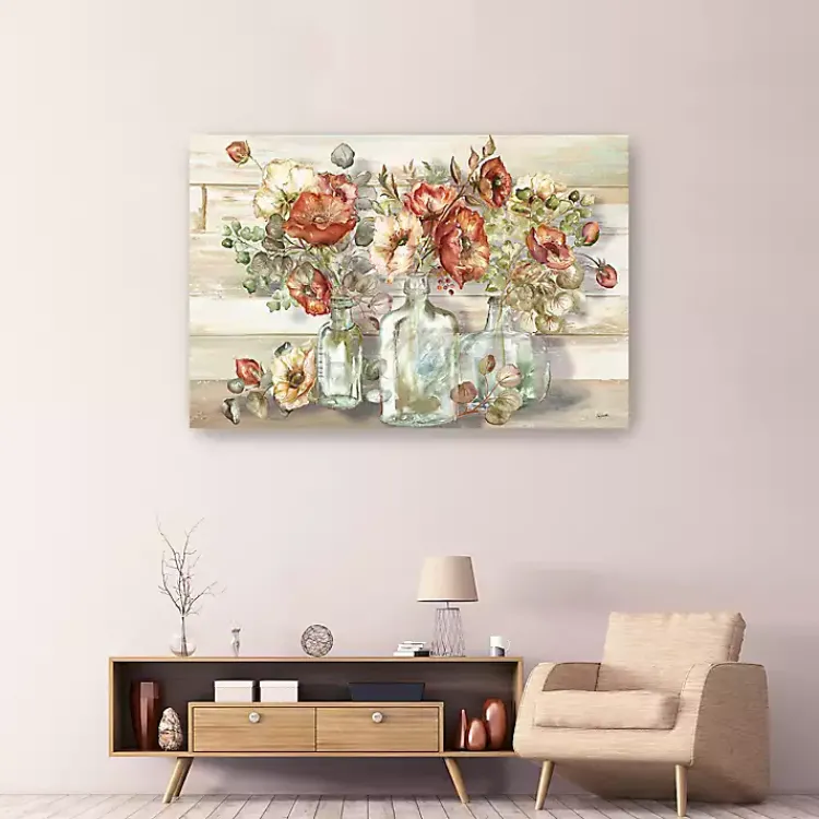 Kirklands Home Canvas Art|Poppies and Eucalyptus Canvas Art Print, 60x40 in. Tan