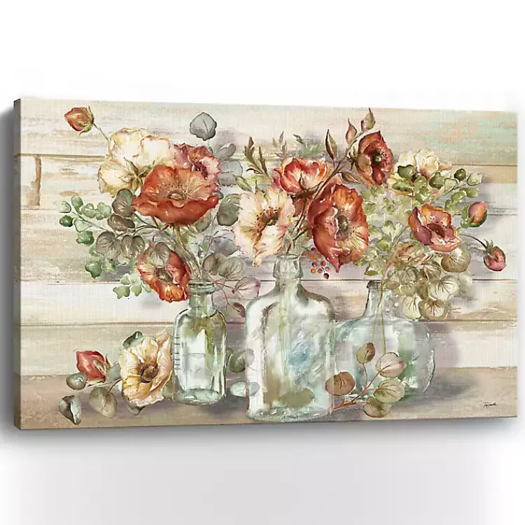 Kirklands Home Canvas Art|Poppies and Eucalyptus Canvas Art Print, 60x40 in. Tan