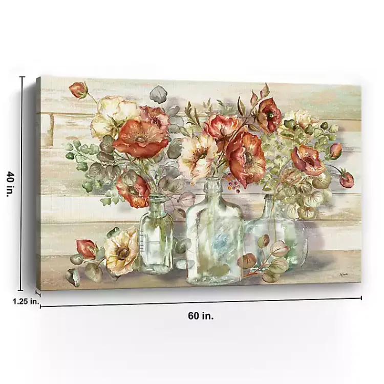 Kirklands Home Canvas Art|Poppies and Eucalyptus Canvas Art Print, 60x40 in. Tan