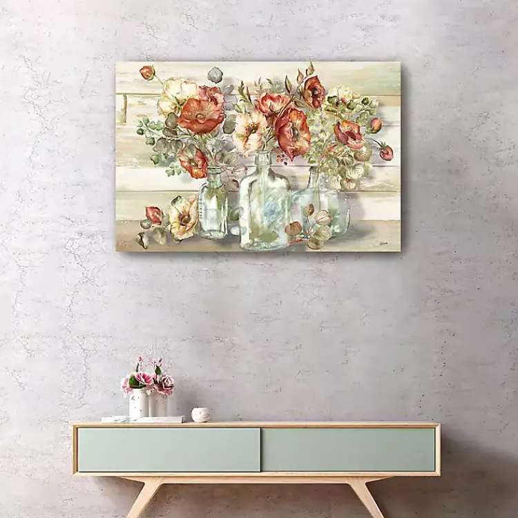 Kirklands Home Canvas Art|Poppies and Eucalyptus Canvas Wall Art