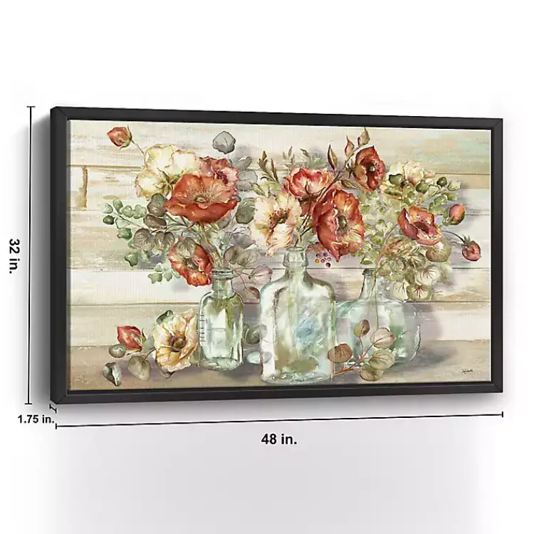 Kirklands Home Canvas Art|Poppies and Eucalyptus Framed Giclee Canvas Print Multi