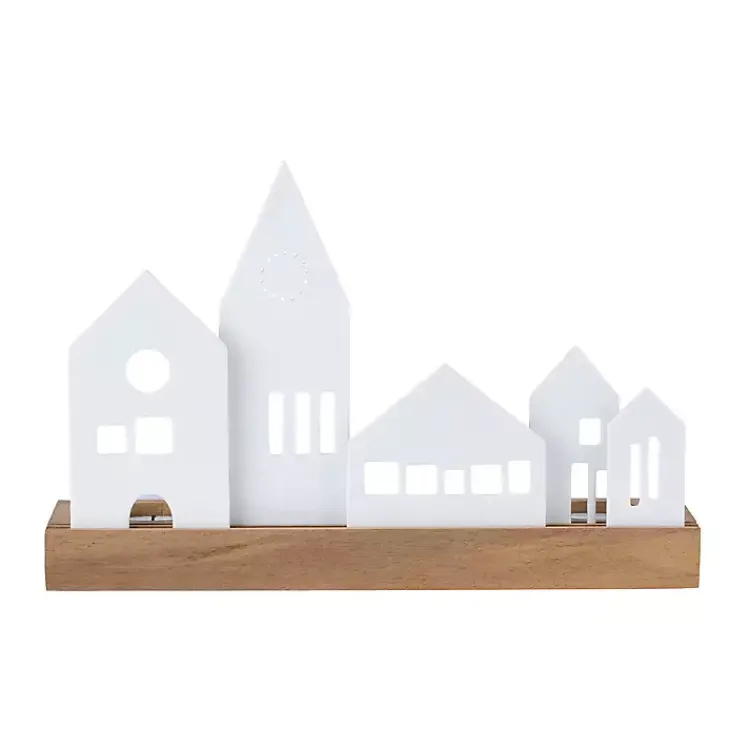 Best Porcelain and Wood City Tealight Candle Holder Candle Holders