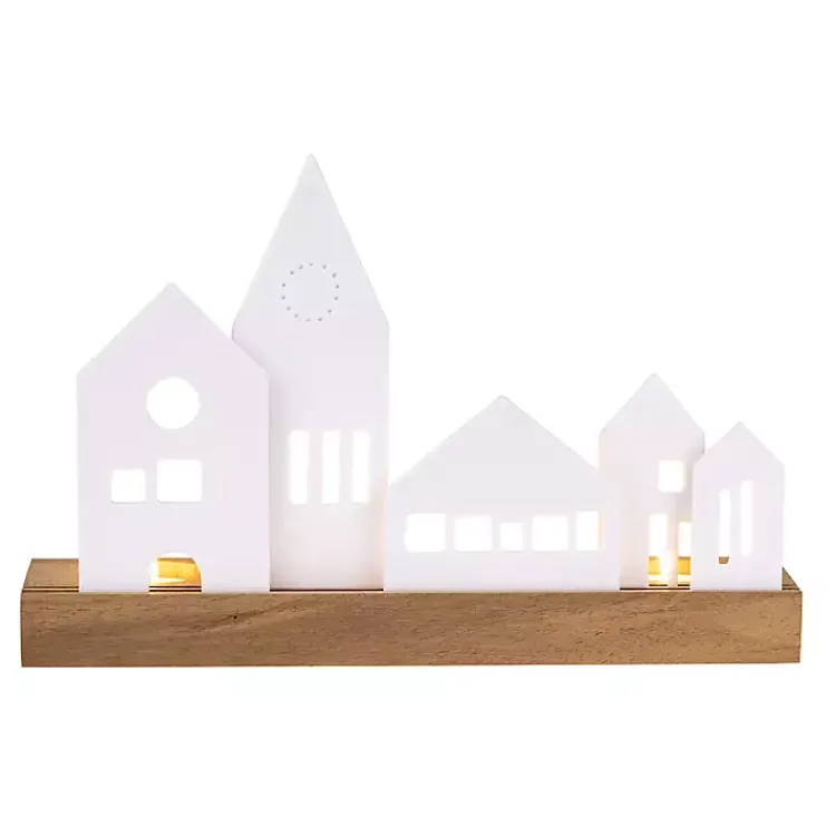 Best Porcelain and Wood City Tealight Candle Holder Candle Holders