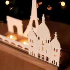 Outlet Porcelain and Wood Paris Tealight Candle Holder Candle Holders