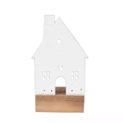 New Porcelain and Wood Village Tealight Candle Holder Candle Holders