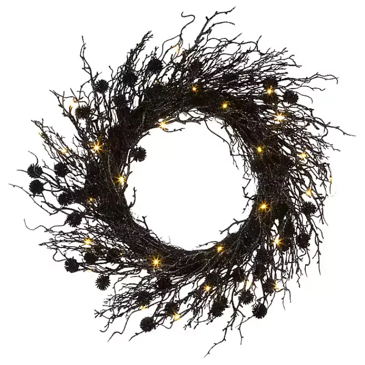 Hot Pre-Lit Deadwood Wreath Halloween