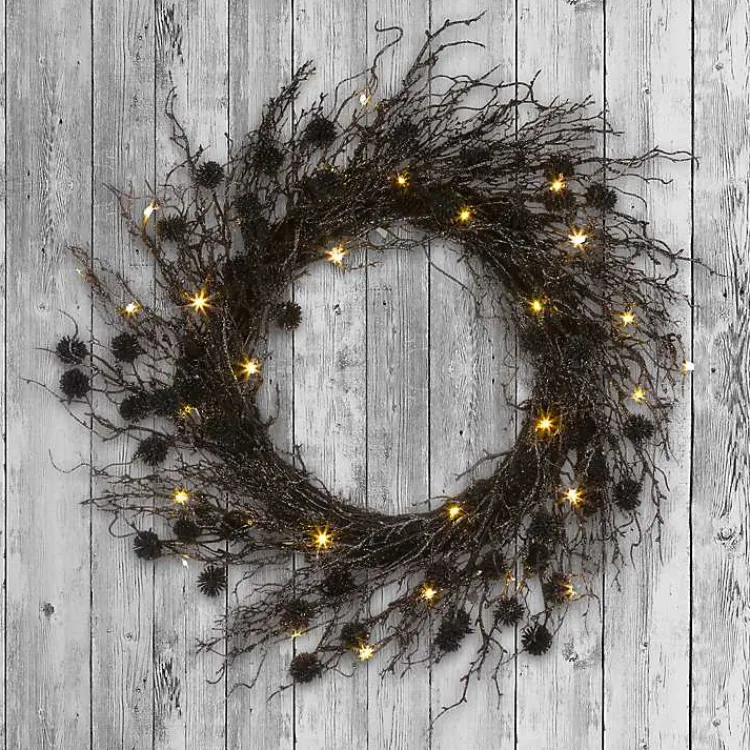 Hot Pre-Lit Deadwood Wreath Halloween