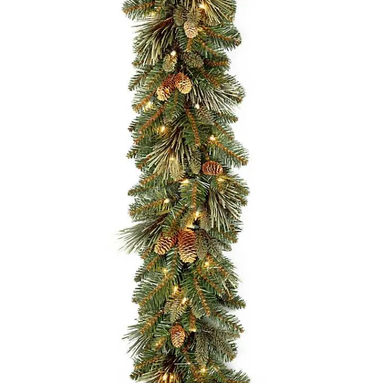 Sale Pre-Lit Carolina Pine Garland with Flocked Cones Christmas Arrangements & Garland