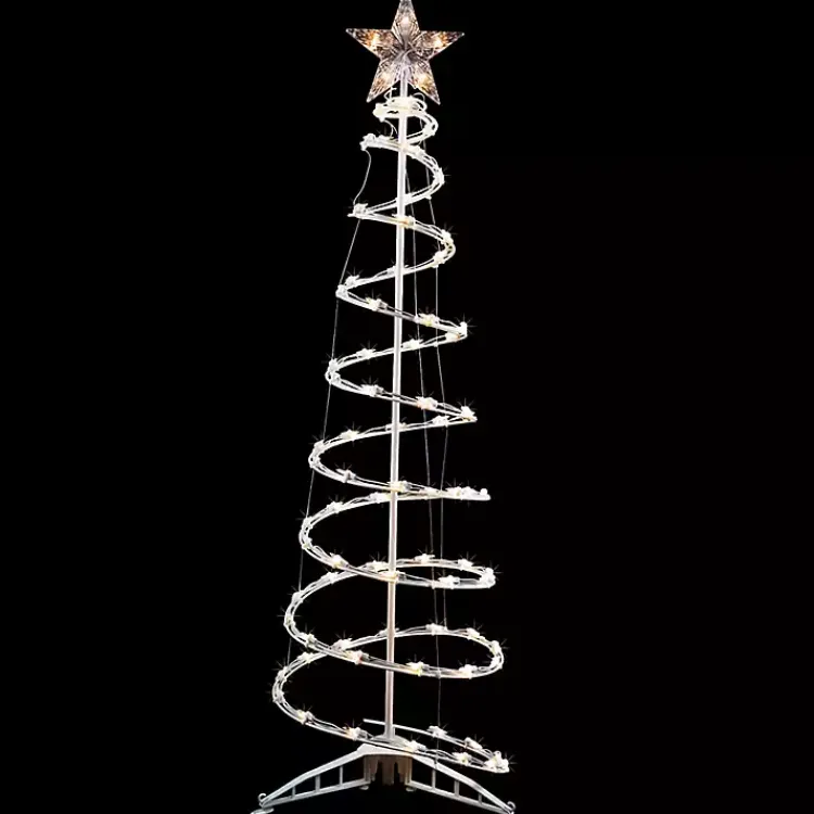 Clearance Pre-Lit Clear White Spiral Tree, 4 ft. Outdoor Christmas Decorations