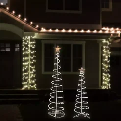 Best Pre-Lit Clear Spiral Trees, Set of 2 Outdoor Christmas Decorations