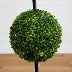 Hot Pre-Lit Double Boxwood Topiary in Planter, 3 ft. Trees & Topiaries