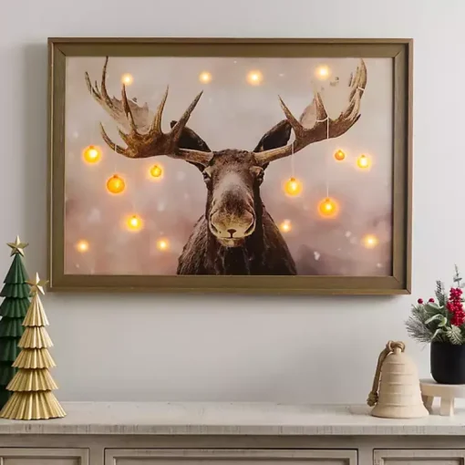 Sale Pre-Lit Elmer the Moose Framed Canvas Art Print Christmas Art & Wall Decor