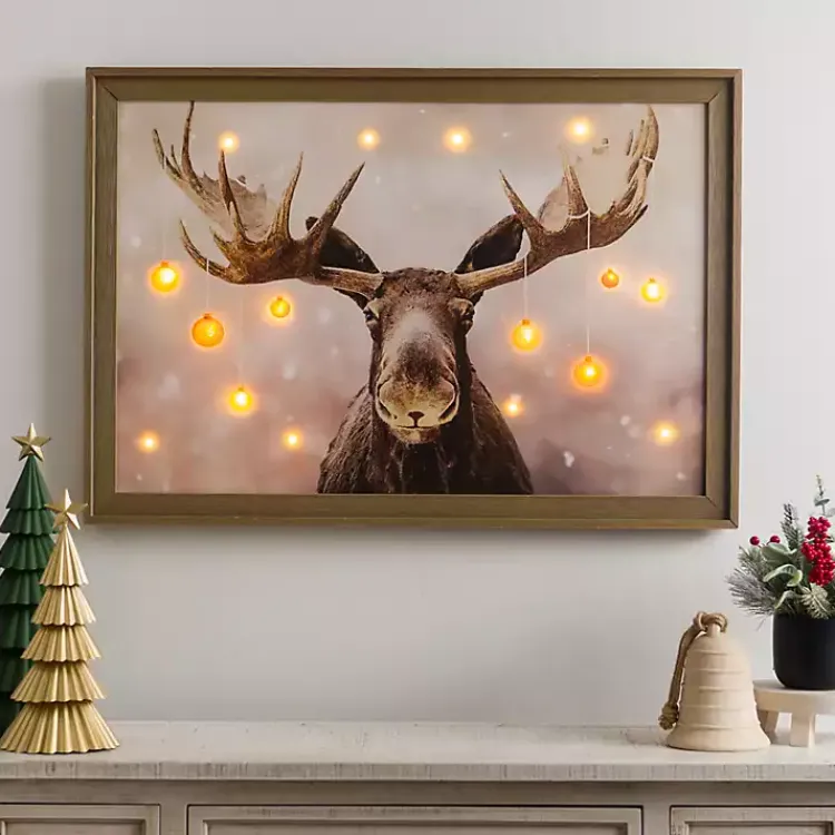 Sale Pre-Lit Elmer the Moose Framed Canvas Art Print Christmas Art & Wall Decor