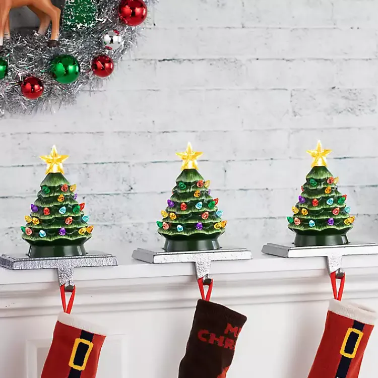 Sale Pre-Lit Evergreen Christmas Stocking Hanger Christmas Stockings & Stocking Holders