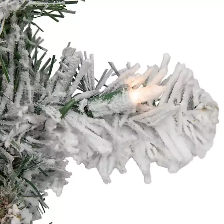 Hot Pre-Lit Flocked Madison Pine Wreath Christmas Wreaths