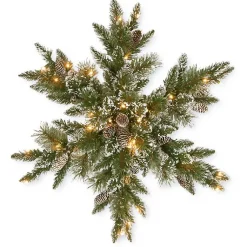 Outlet Pre-Lit Frosted Pine Christmas Snowflake Wreath Christmas Wreaths