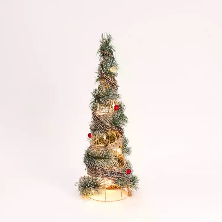 Outlet Pre-Lit Frosted Rattan Christmas Tree, 24 in. Outdoor Christmas Decorations