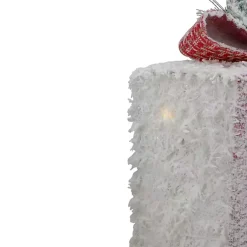 Discount Pre-Lit Frosted Rattan Gift Boxes, Set of 3 Outdoor Christmas Decorations