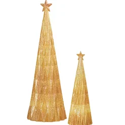 Outlet Pre-Lit Glitter Christmas Trees, Set of 2 Christmas Decorations