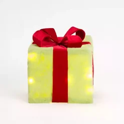 Clearance Pre-Lit Green Whimsical Christmas Gift Box, 6 in. Outdoor Christmas Decorations