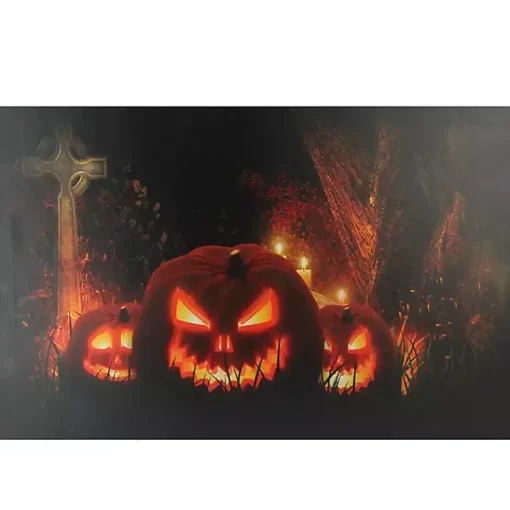 Best Pre-Lit Jack O' Lantern Cemetery Canvas Art Print Halloween