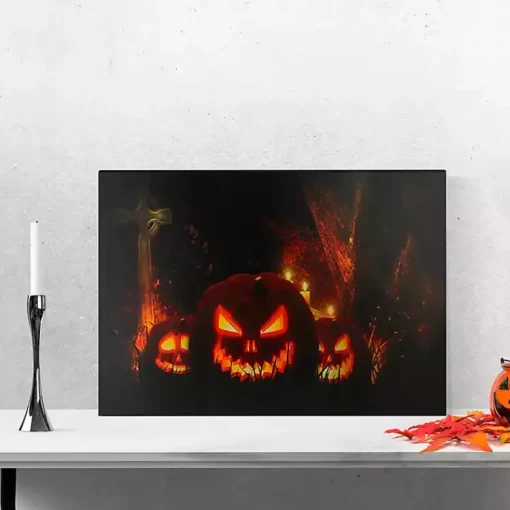 Best Pre-Lit Jack O' Lantern Cemetery Canvas Art Print Halloween