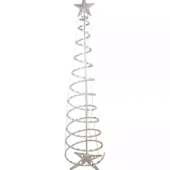 Pre-Lit Multicolor White Spiral Tree, 6 ft. Outdoor Christmas Decorations