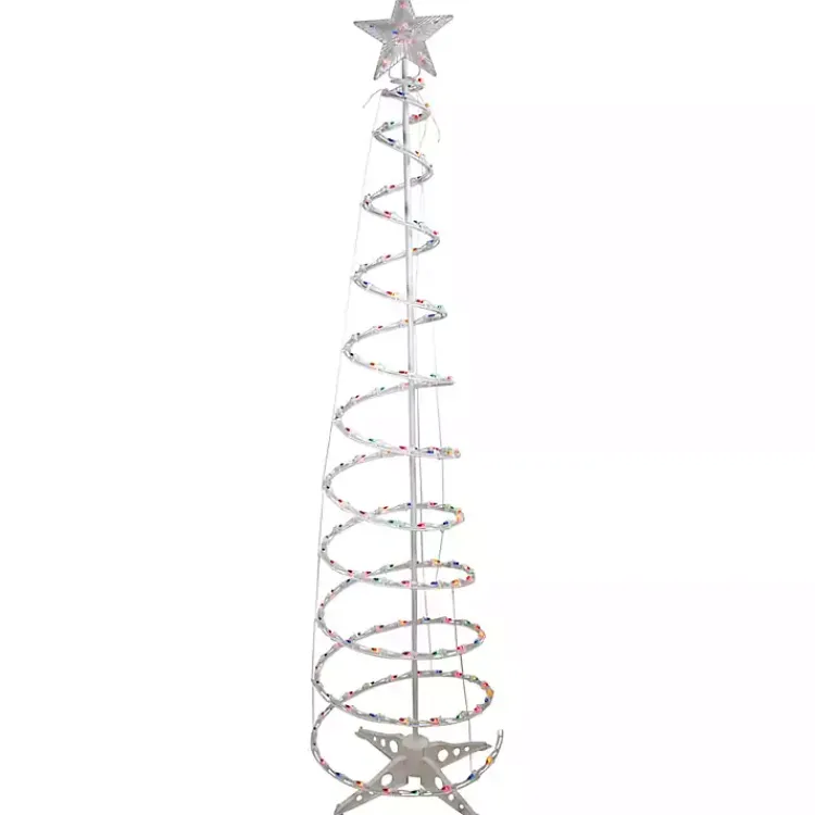 Pre-Lit Multicolor White Spiral Tree, 6 ft. Outdoor Christmas Decorations
