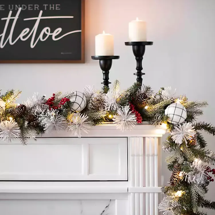 Hot Pre-Lit Pine Leaves & Pinecones Christmas Garland Christmas Arrangements & Garland