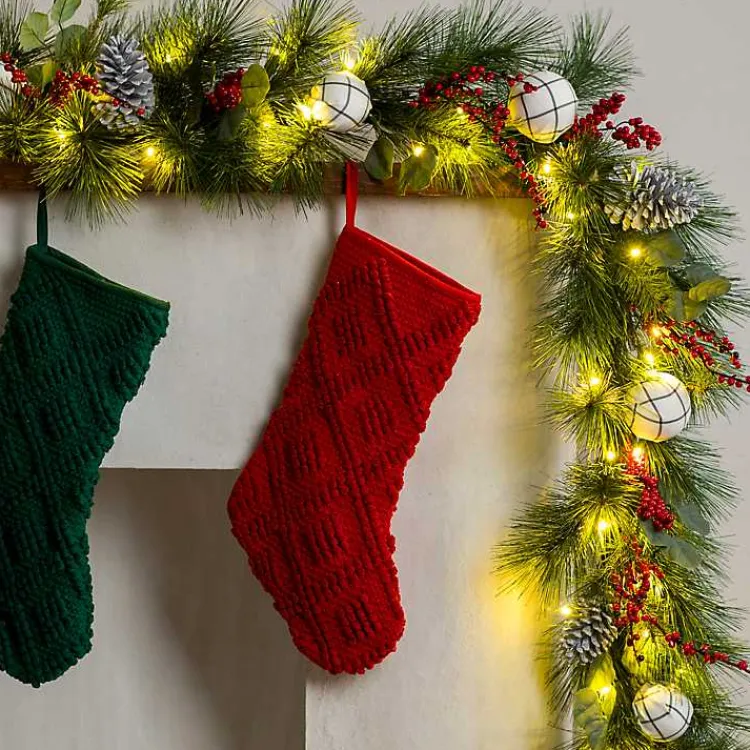 Hot Pre-Lit Pine Leaves & Pinecones Christmas Garland Christmas Arrangements & Garland