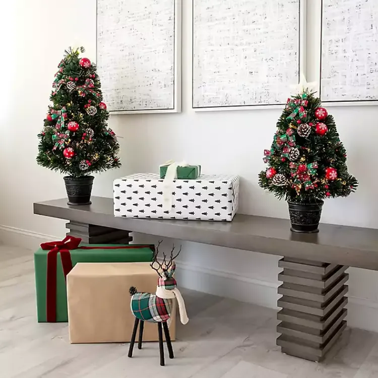 Best Pre-Lit Plaid Bow Christmas Tree Arrangement Christmas Arrangements & Garland