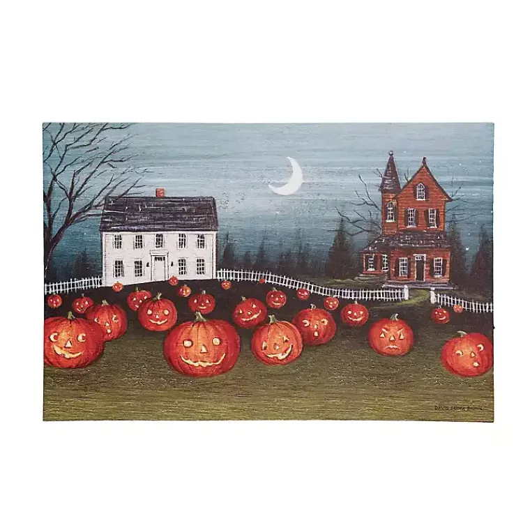 Online Pre-Lit Pumpkin Field Halloween Canvas Art Print Halloween