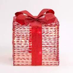 Best Pre-Lit Iridescent Christmas Gift Box, 10 in. Outdoor Christmas Decorations