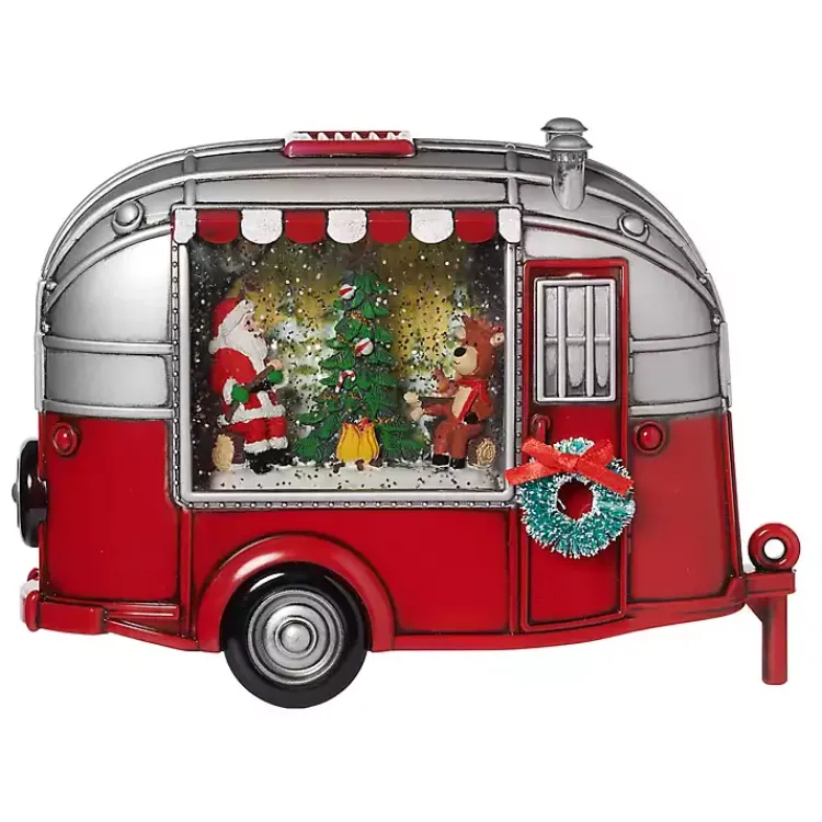 Pre-lit Santa and Reindeer Swirl Camper Decoration Christmas Decorations