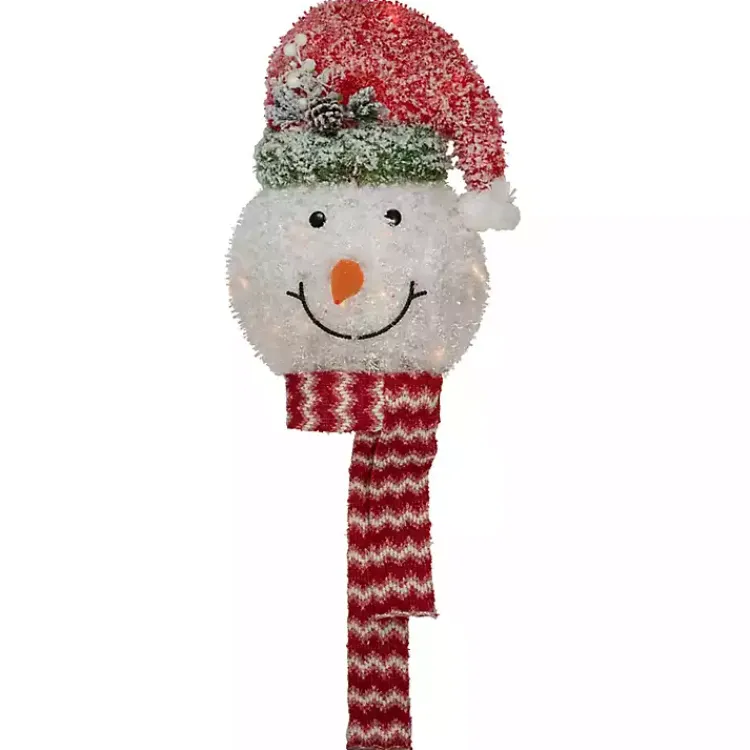 Online Pre-Lit Snowman with Frosted Hat Tree Topper Christmas Tree Decorations