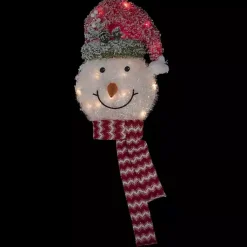 Online Pre-Lit Snowman with Frosted Hat Tree Topper Christmas Tree Decorations