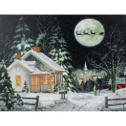 Discount Pre-Lit Snowy Winter Village Canvas Art Print Christmas Art & Wall Decor
