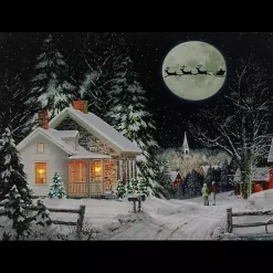 Discount Pre-Lit Snowy Winter Village Canvas Art Print Christmas Art & Wall Decor