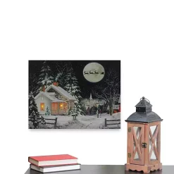 Discount Pre-Lit Snowy Winter Village Canvas Art Print Christmas Art & Wall Decor
