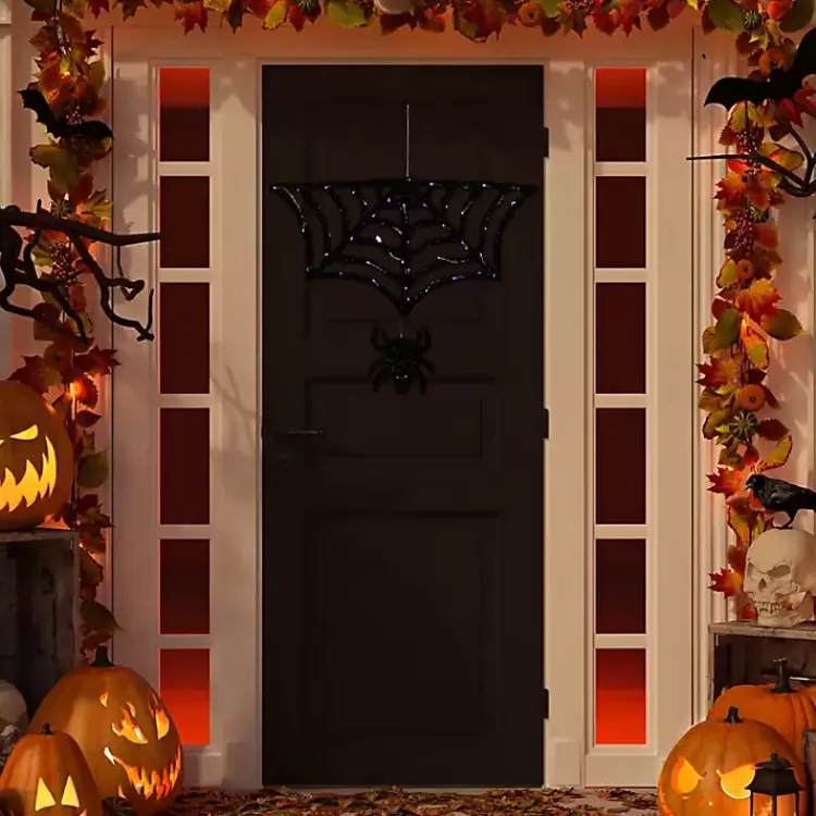 Discount Pre-Lit Spider and Web Outdoor Decoration Halloween