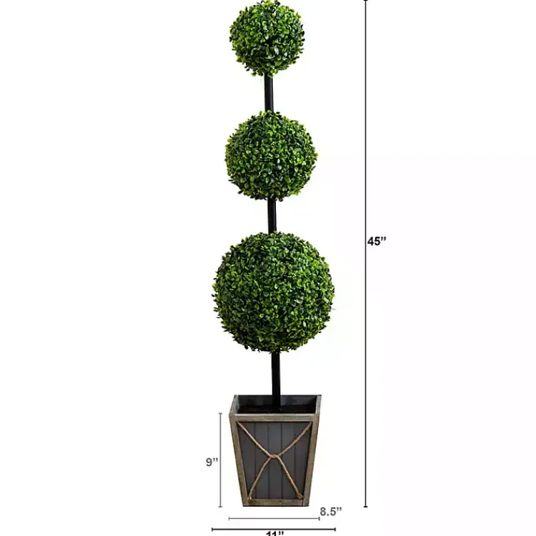 Sale Pre-Lit Triple Boxwood Topiary in Planter, 4 ft. Trees & Topiaries