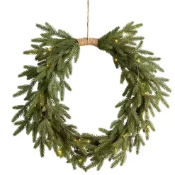 Discount Pre-Lit Twine Bound Pine Branch Wreath Christmas Wreaths