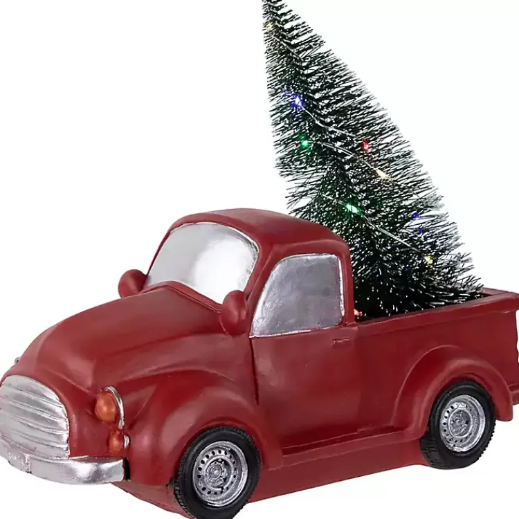 New Pre-Lit Vintage Red Tree Truck Figurine Christmas Decorations